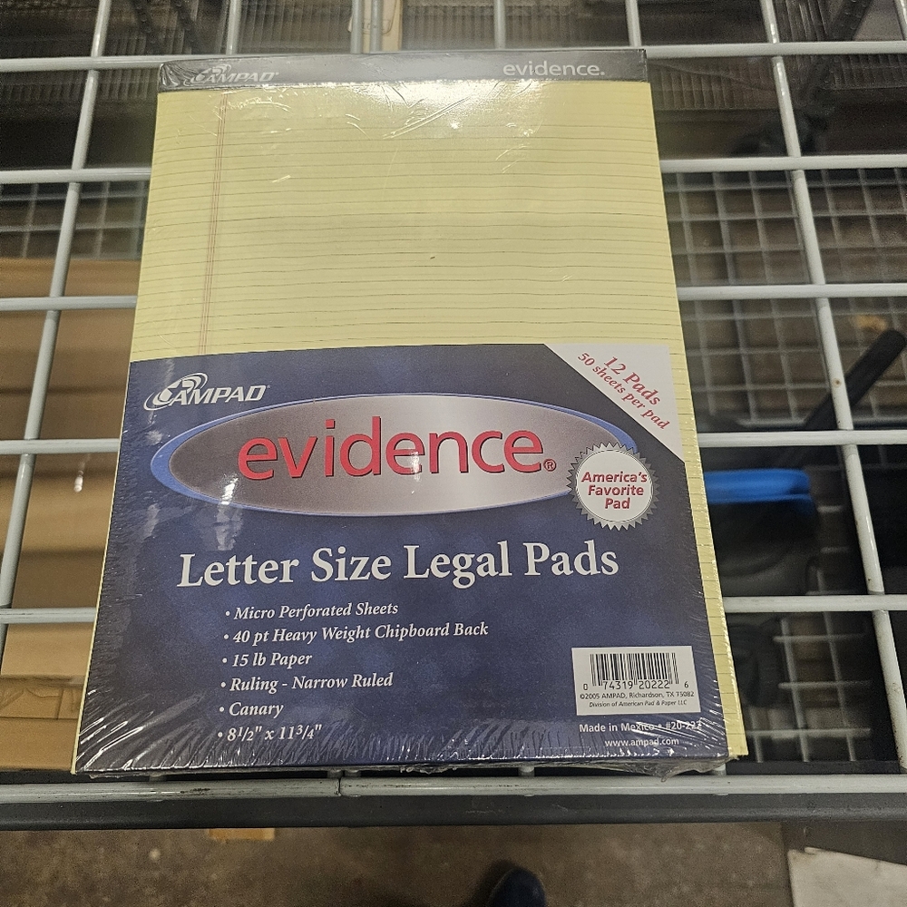 Pack of 12 Ampad Perforated Writing Letter Size Legal Pads (50 Sheets Each)